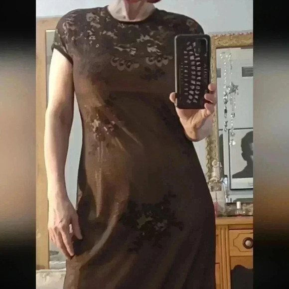 Jeffery & Dara Pristine Vintage Maxi Black Lace Nude Lined Dress - Picture 2 of 9